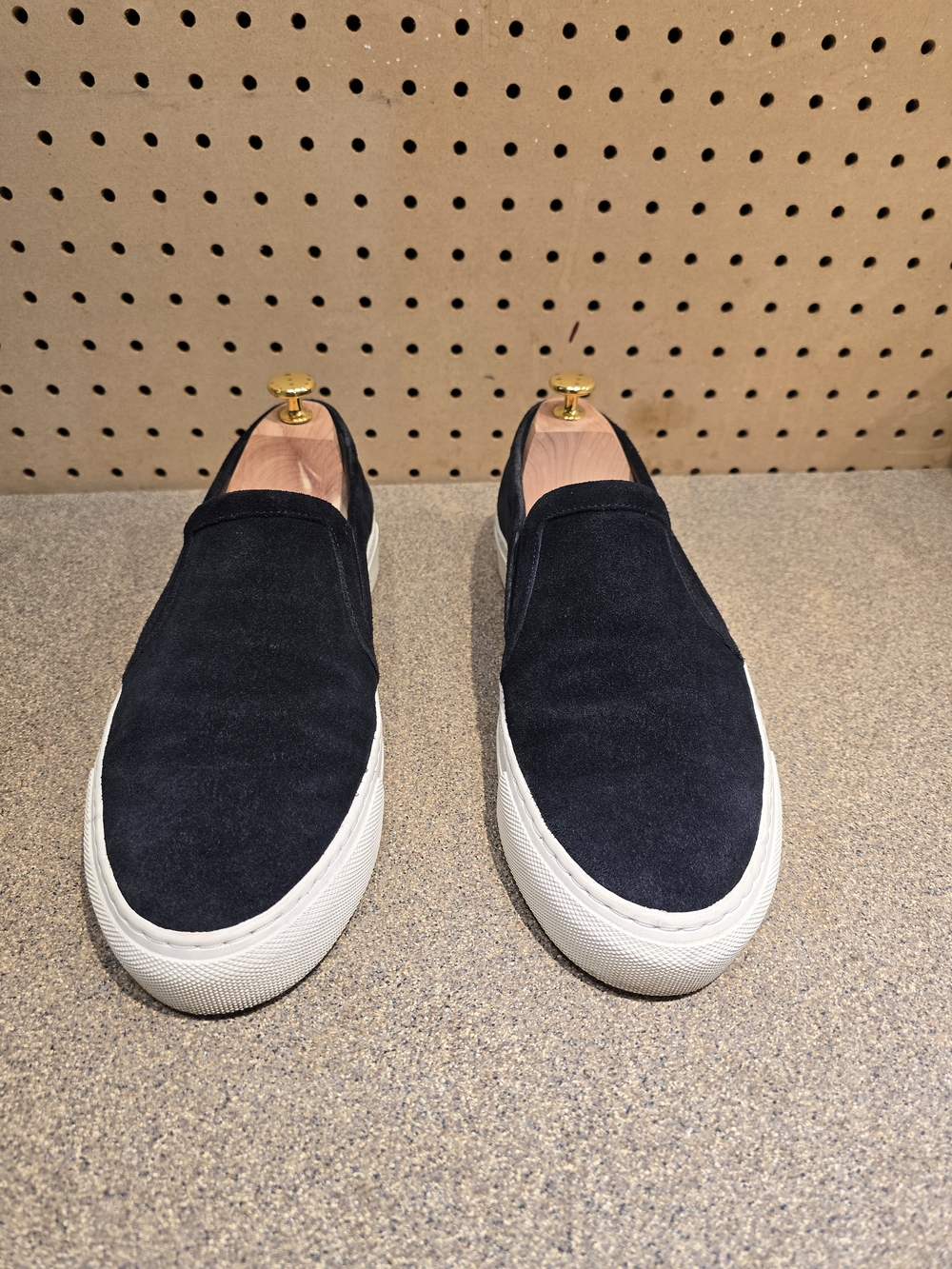 Sandro Men's Black Suede Slip-On Sneakers with White Sole
